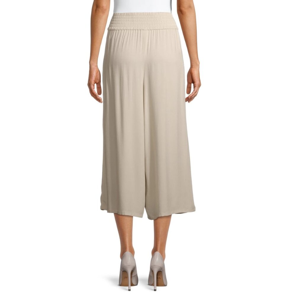 Smocked Waist Soft Pants, Khaki - Picture 3 of 7